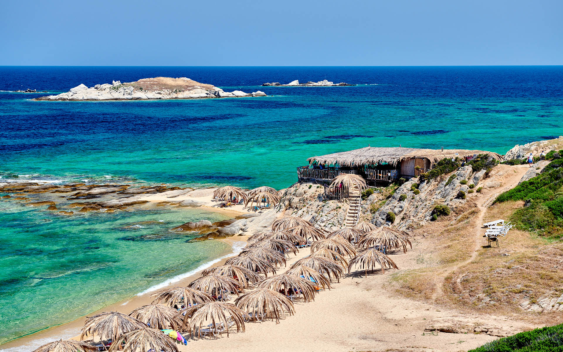 Beautiful beach and rocky coastline landscape, Sithonia, Greece